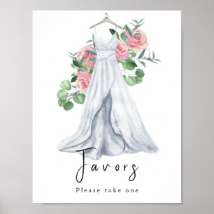 Vattenfärgskläder med blommor - favörer poster