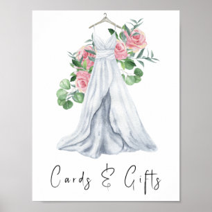 Vattenfärgskläder med blommor - kort och presenter poster