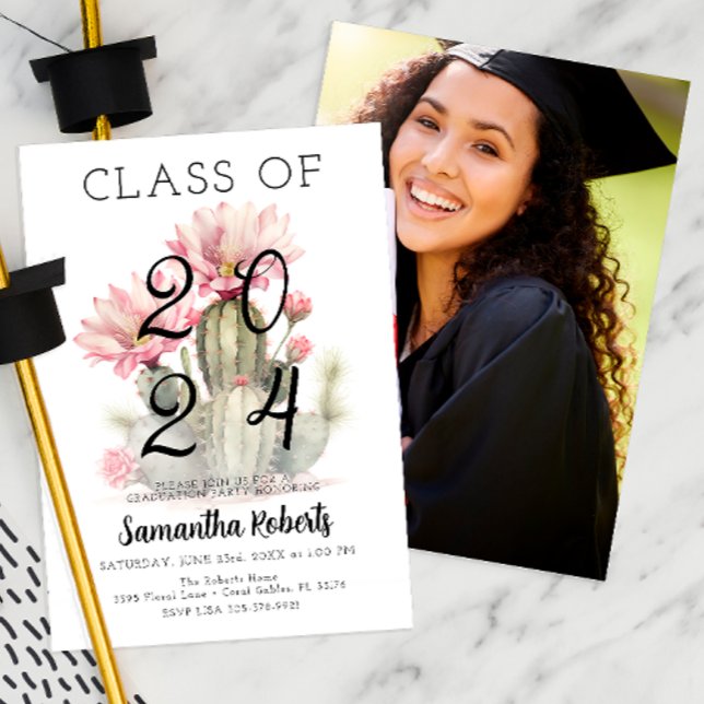 Vattenfärgsklass för 2025-Studentfestens foto Inbjudningar (Graduation Party Invitation)