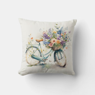 Vattenfärgsklickning med blomma Basket Kudde