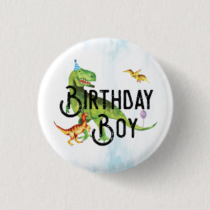 Vattenfärgsknapp Dinosaur Birthday Boy Knapp