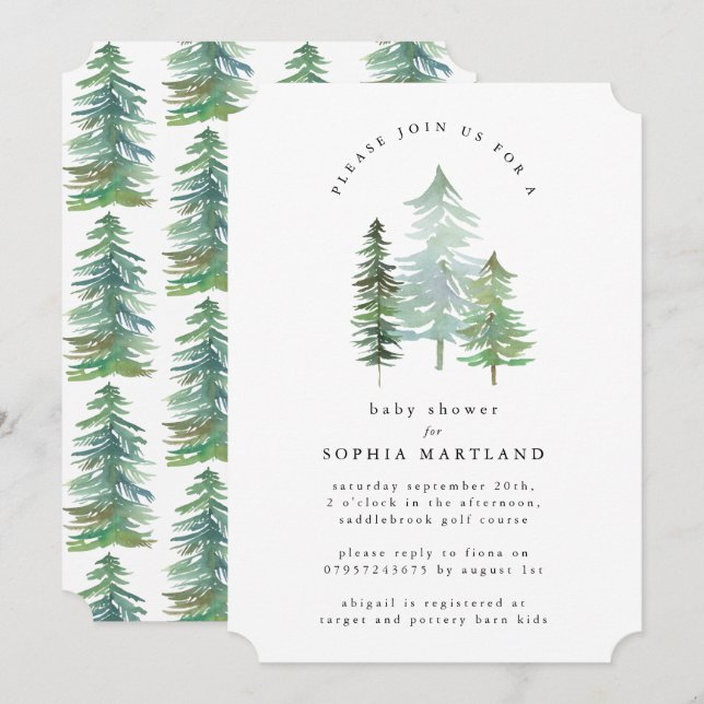 Vattenfärgsknappsdusch Inbjudningar (Fram/baksida)