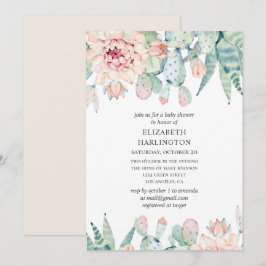 Vattenfärgskockor, babydusch. Blommigt Inbjudningar