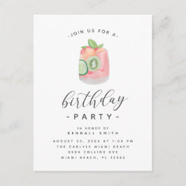 Vattenfärgskocktail Minimalistisk Födelsedagsfest Vykort