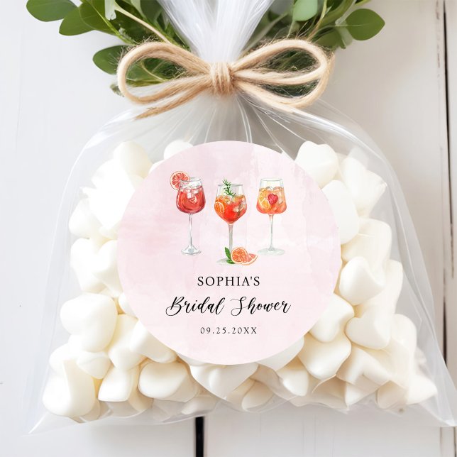 Vattenfärgskocktailfest Bröllopsdusch Runt Klistermärke (Skapare uppladdad)