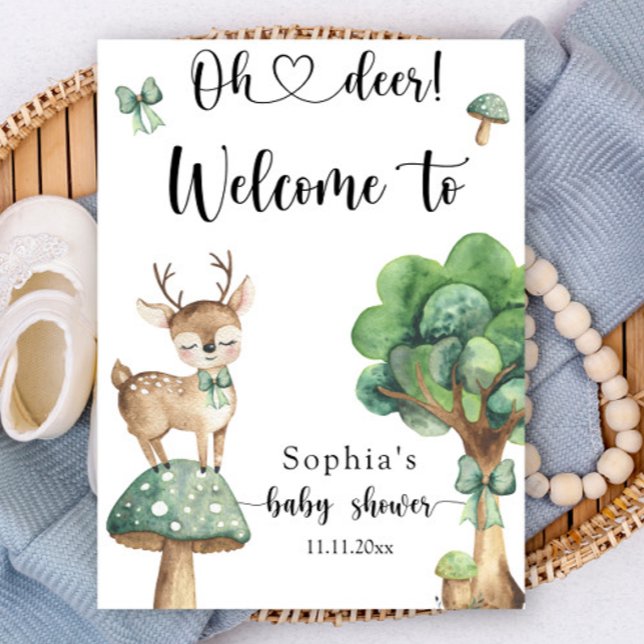 Vattenfärgskog - hjort - Välkomstbabydusch Poster (Skapare uppladdad)