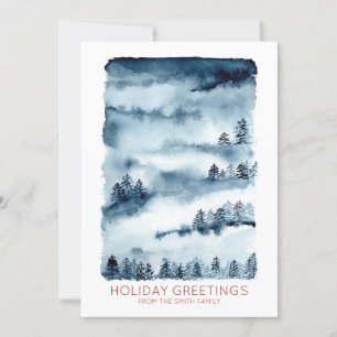 Vattenfärgskog Holiday Greetings Julkort