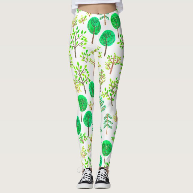 Vattenfärgskog i Dodle stil Leggings (Framsida)
