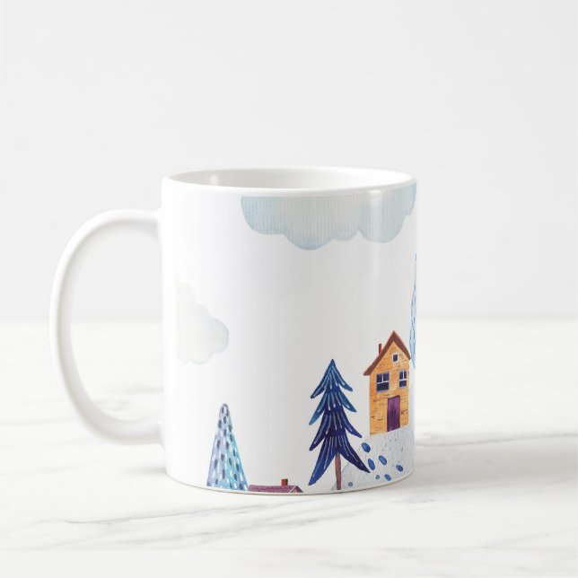 Vattenfärgskog: Idyllic Ligcape Illustration Kaffemugg (Vänster)