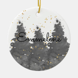 Vattenfärgskog Julgransprydnad Keramik