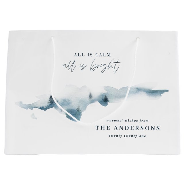 Vattenfärgskog med minimal personlig-julmas (Framsidan)