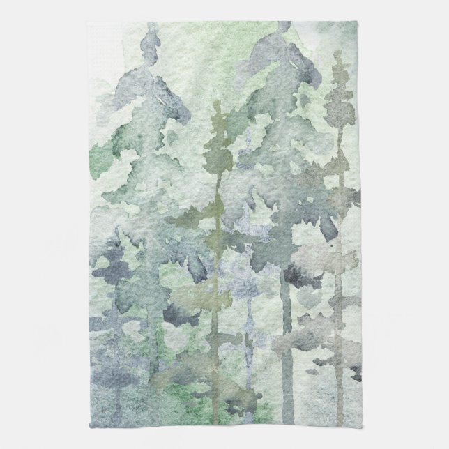 Vattenfärgskog, natur, vildmark, kök kökshandduk (Vertikal)