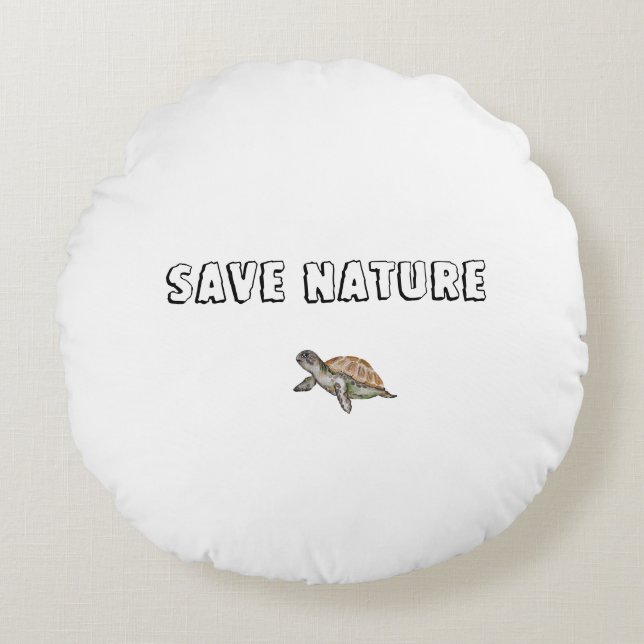 Vattenfärgsköldpadda Rund Kudde (Framsidan)