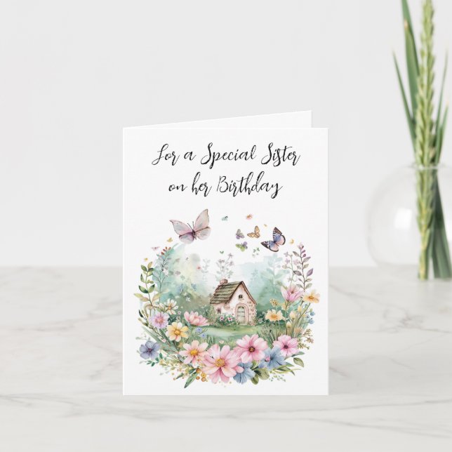 Vattenfärgskoncentration i en Blommigt Utandning f Kort (Framsida)