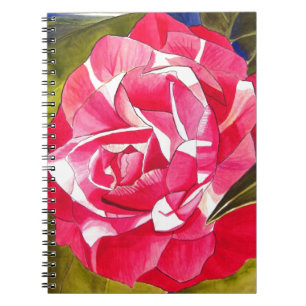 Vattenfärgskonsblomma från Bright rosa Camellia Anteckningsbok Med Spiral