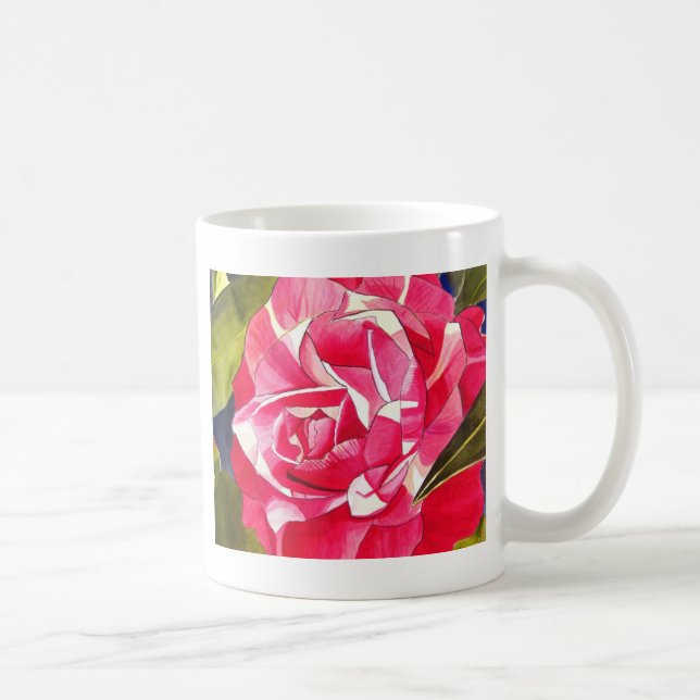 Vattenfärgskonsblomma från Bright rosa Camellia Kaffemugg (Höger)