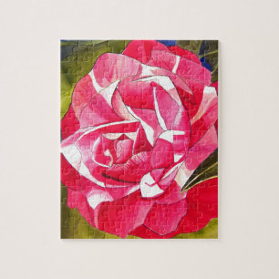 Vattenfärgskonsblomma från Bright rosa Camellia Pussel