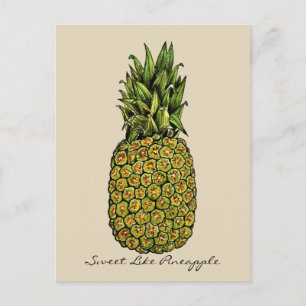 Vattenfärgskonst Cute Pineapple Vykort