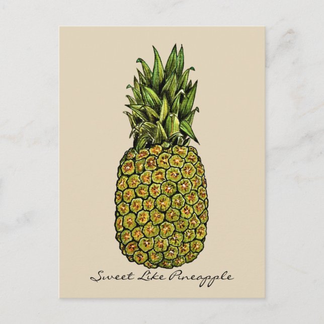 Vattenfärgskonst Cute Pineapple Vykort (Framsida)