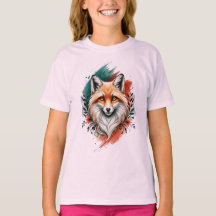 Vattenfärgskonst - Elegant Mystic Fox T-Shirt