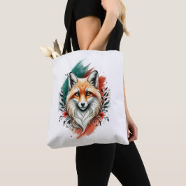 Vattenfärgskonst - Elegant Mystic Fox Tote Bag Tygkasse