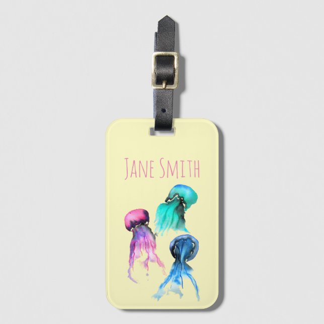 Vattenfärgskonst för jutefiskar bagagebricka (Framsida vertikal)