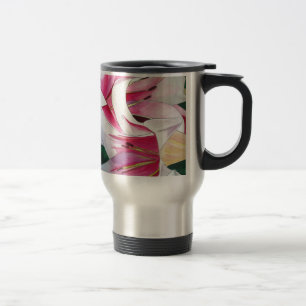 Vattenfärgskonst för vit och rosa blomma resemugg