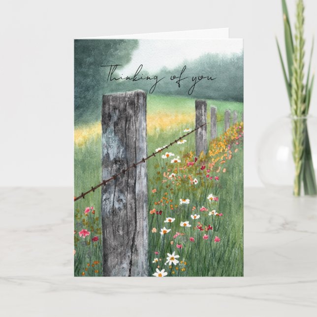 Vattenfärgskonst gratulationskort, blomster, tomt kort (Framsida)