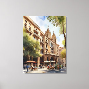 Vattenfärgskonst i Barcelona Canvastryck