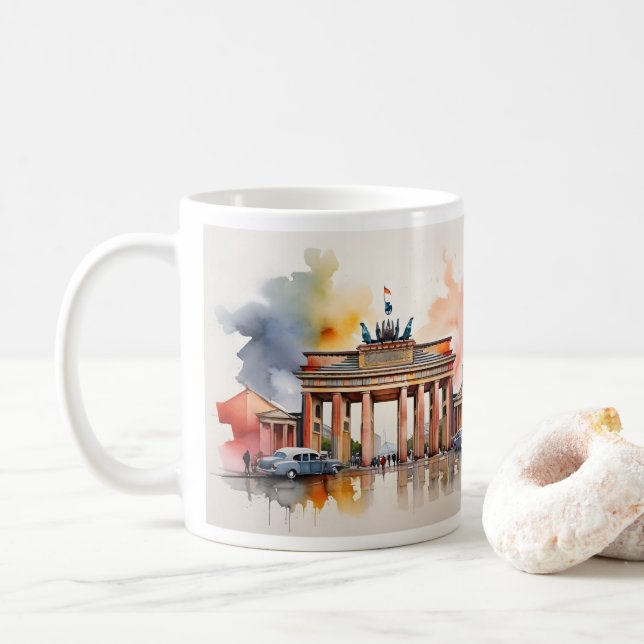 Vattenfärgskonst i Berlin Kaffemugg (Med munk)