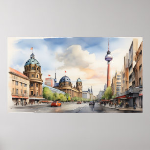 Vattenfärgskonst i Berlin Poster