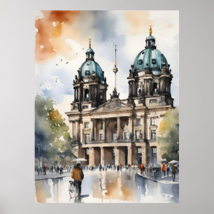 Vattenfärgskonst i Berlin Poster