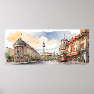 Vattenfärgskonst i Berlin Poster