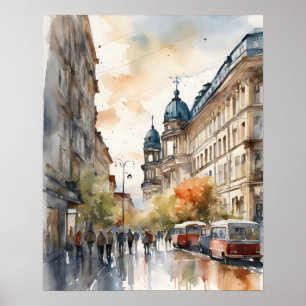Vattenfärgskonst i Berlin Poster