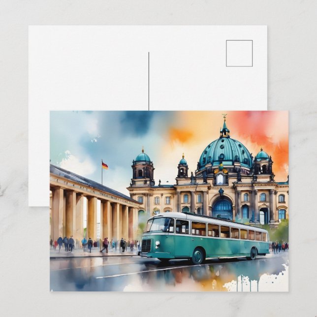 Vattenfärgskonst i Berlin Vykort (Fram/baksida)
