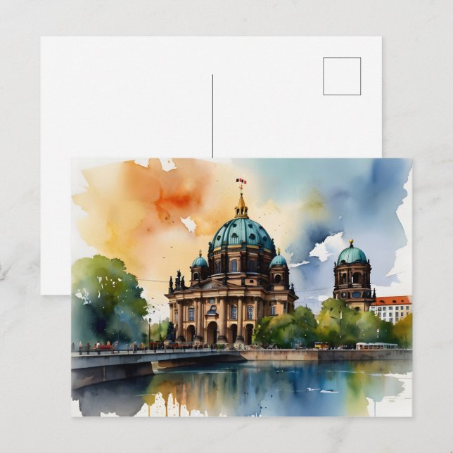 Vattenfärgskonst i Berlin Vykort (Fram/baksida)