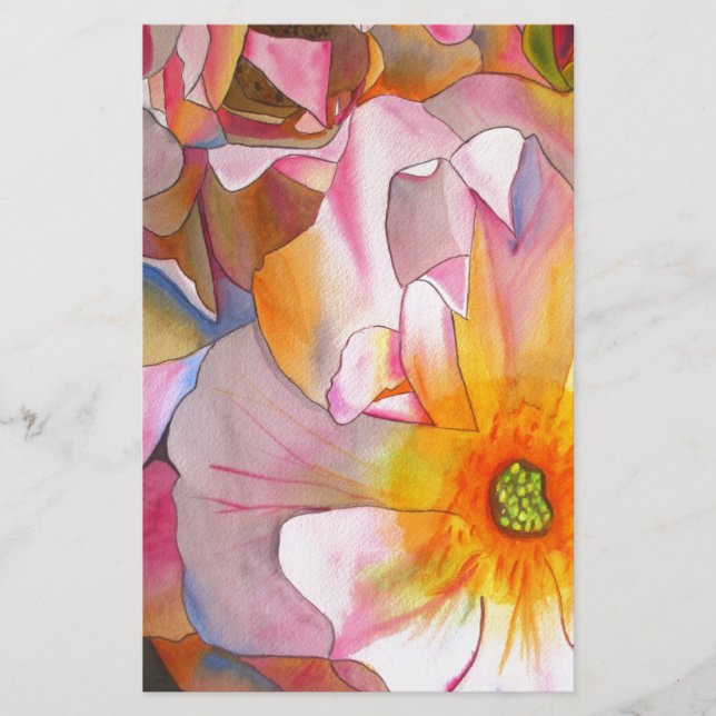 Vattenfärgskonst i Cornelia pastel rosa ros (Framsida)