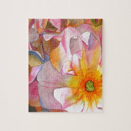 Vattenfärgskonst i Cornelia pastel rosa ros Pussel