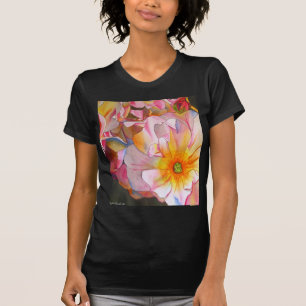 Vattenfärgskonst i Cornelia pastel rosa ros T-shirt