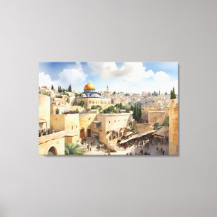 Vattenfärgskonst i Jerusalem Israel Canvastryck