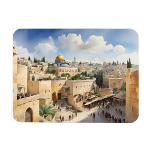 Vattenfärgskonst i Jerusalem Israel Magnet