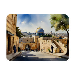 Vattenfärgskonst i Jerusalem Israel Magnet