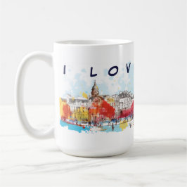 Vattenfärgskonst i kärlek Paris Eiffel Torn Travel Kaffemugg
