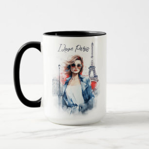 Vattenfärgskonst i kärlek Paris Eiffel Torn Travel Mugg