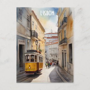 Vattenfärgskonst i Lissabon Vykort
