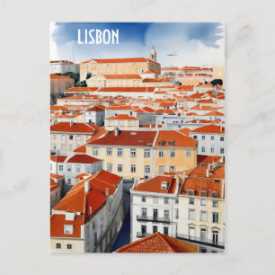 Vattenfärgskonst i Lissabon Vykort