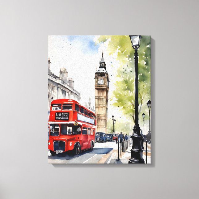 Vattenfärgskonst i London Canvastryck (Framsida)
