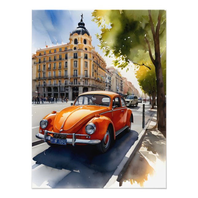 Vattenfärgskonst i Madrid Fototryck (Framsidan)