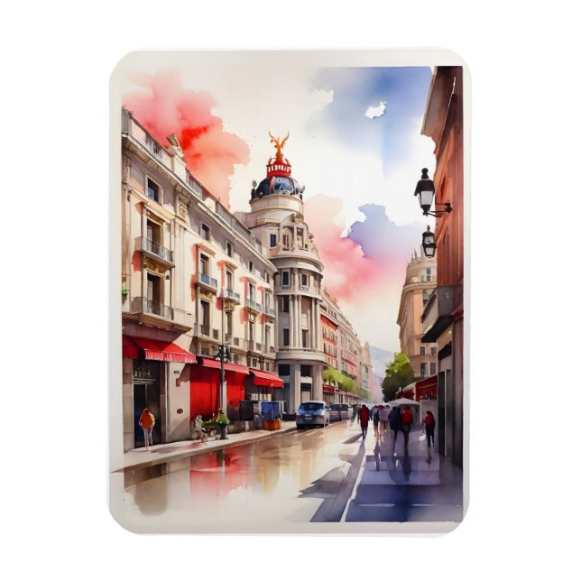 Vattenfärgskonst i Madrid Magnet (Vertikal)