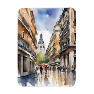 Vattenfärgskonst i Madrid Magnet